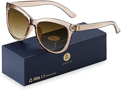 EASY READ Bifocal Reading Sunglasses for Women，Fashion Sun Readers UV400 Protection(Magnification 2.50, Brown)
