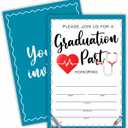2025 Nurse graduation invitations - 20 invitation cards with envelopes, Electrocardiogram style fill-in party Announcement invitation Cards, Medical Nursing Graduation celebrate Supplies - A01