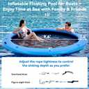 12FT Round Inflatable Floating Dock, Sunchill Float Ring, Water Hammock Tanning Pool Floats with Woven Fabric, Manual Pump for Quick Inflate/Deflate, Fits 2-8, Ideal for Lakes, Oceans
