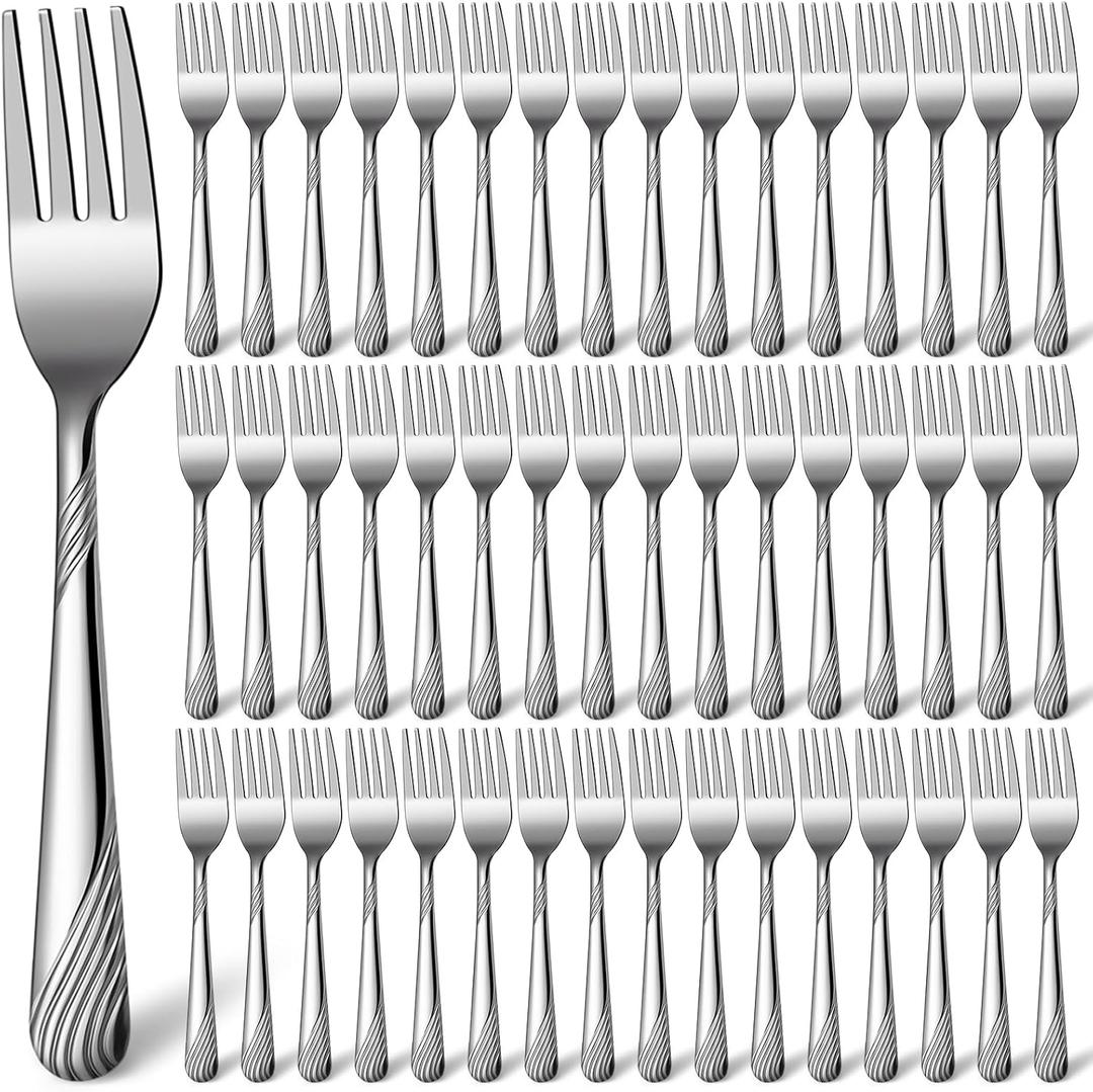 Minatee 100 Pcs Metal Dinner Forks Bulk Set 6.9 Inches Stainless Steel Forks Silverware Mirror Polished Reusable Cutlery for Home Kitchen Restaurant Catering and Commercial Use
