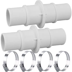 Pool Hose Adapter Connector, 1-1/4" or 1-1/2" Plastic Coupling for Swimming Pool Vacuum, Cleaner, and Filter Pump Hoses (White)