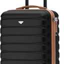 Carry On Suitcase Hardside Built In TSA Lock & USB Port Silent Double Spinner Wheels Maximum Underseat Carry-On Bag For American & United Approved Airlines( 18x14x8" ,Black/Tan )