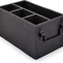 EDHAS Mango Wood 4 Compartment Flatware Caddy, Cutlery Utensil Holder with Napkin Holder for Kitchen, Dining, Picnics (10" x 6" x 5")