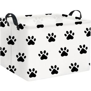 HIYAGON Dog toy Basket Dog Toy Bin Cute Toy Storage Basket Organizer Box Kids Gift Basket Empty Rectangular Room Decor for Home(Paw)