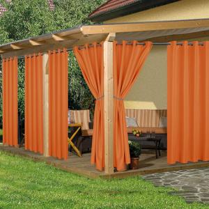 HolidayIdeas Outdoor Curtains for Patio Waterproof, 6 Panels - 54x95 Inches - Weatherproof Privacy Outsides Curtains for Cabana Porch Pergola, Sunlight & UV Blocking (Mecca Orange, Grommet Top)