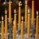 24 Pack Beeswax Taper Candles, 7 inch Dripless and Smokeless All Natural Beeswax Candles Sticks, 7 Hours Burning Time Meditation Candle, Nontoxic Unscented Bee Wax Candle for Home (Yellow)