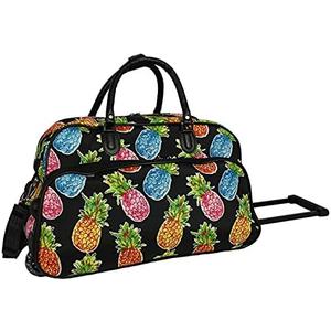 World Traveler Floral Prints 21-inch Carry-on Rolling Duffel Bag (Navy Vines Floral)