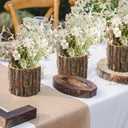 6 Pcs Wooden Vases for Centerpieces, Wood Flower Vase Rustic Tree Stump Planter Pots for Woodland Party Wedding Window Home Farmhouse Christmas Table Decor