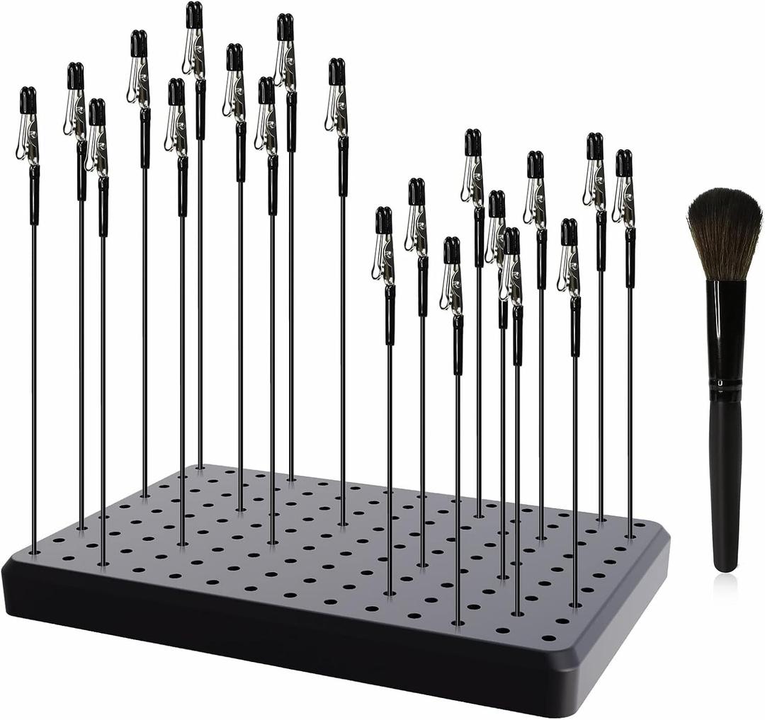 1PC Painting Stand Base and 1PC Cleaning Brush 10PCS 7.3inch Alligator Clip Stick and 10PCS 5.9inch Alligator Clip Stick Set Modeling Tools for Airbrush Hobby Model Parts