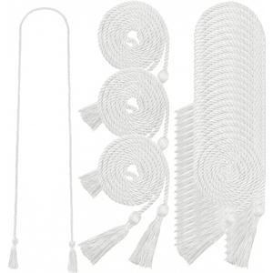 24 pcs Graduation Honor Cords 68" Grad Braided Honor Cord with Tassel Honor Rope Grad Cords Bulk for Graduation Students Bachelor Master Doctoral Gown Grad Decor (White)