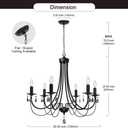Black Chandeliers for Dining Room 6-Light Pendant Lights Modern Candle Chandelier with Brown Crystal Elegant Ceiling Lighting Fixtures Height Adjustable