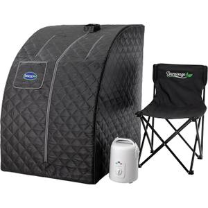 Durasage Lightweight Portable Personal Steam Sauna Spa for Relaxation at Home, 60 Minute Timer, 800 Watt Steam Generator, Chair Included (Black)