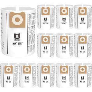 12 Pack 23743 VF3502 Vacuum Bags Compatible with Ridgid 12 to 16 Gallon Wet Dry Vacuums, High Efficiency Replacement Filter Bags for Model WD1950 WD1956 WD1850 WD1851 RV2400HF WD1450 WD1680 WD1270