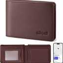 Miroddi Genuine Leather Mens Wallet, Works with Apple Find My, RFID Blocking Smart Wallet for Men, Holds up to 10 Cards, Slim Bifold Credit Card Holder with Cash Slot, Wireless Rechargeable, Brown