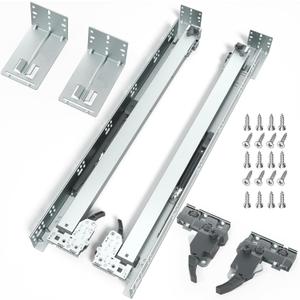 21 Inch Soft Close Undermount Drawer Slides 1 Pair,5D Adjustable Full Extension Face Frame Cabinet Sildes, 100LB Load Capacity Rail Runners with Detachable Bottom Rear Mount Brackets