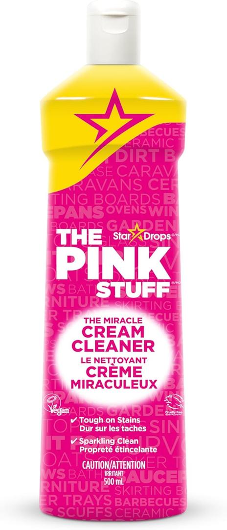 Stardrops The Pink Stuff Miracle Cream Cleaner  Multi-Purpose Liquid Cleaner for Kitchens, Bathrooms & More  Removes Grease, Grime & Limescale  Tough on Stains, Gentle on Surfaces  500ml (16.9 Ounce (Pack of 1))