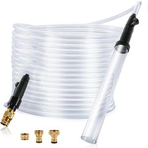 ZRDR Aquarium Siphon Vacuum Gravel Cleaner Kit for Fish Tank Cleaning Gravel & Sand, Fish Tank Water Changer Metal Faucet Connector with Long Hose Drain & Fill（32ft）