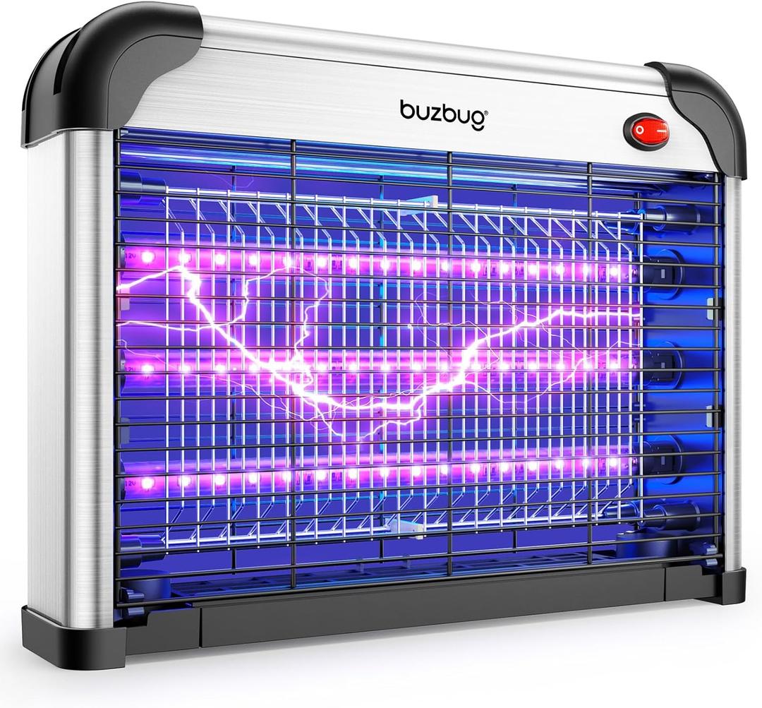 Buzbug LED Bug Zapper Indoor, 3 Lamps Enhance Insect Attraction, 3800V High-Voltage, Up to 50,000 Hrs Lifespan Lamps, Electric Mosquito Zapper, Fly Trap Mosquito Trap, Fly Killer Fly Zapper -MA009 (NEW BLACK)