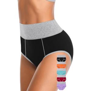 Annenmy High Waisted Womens Underwear Cotton Underwear Full Coverage Briefs Stretch Breathable Ladies Panties 5 Pack (Medium, Multicolor)