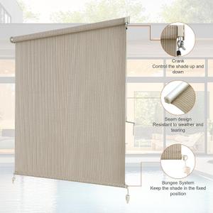 AOSKY Sun Shades Outdoor Patio - Cordless Outdoor Roller Shades for Porch, Roll Up Blinds Cloth for Pergola Balcony Backyard Windows, 96" W x 96" H, Sesame