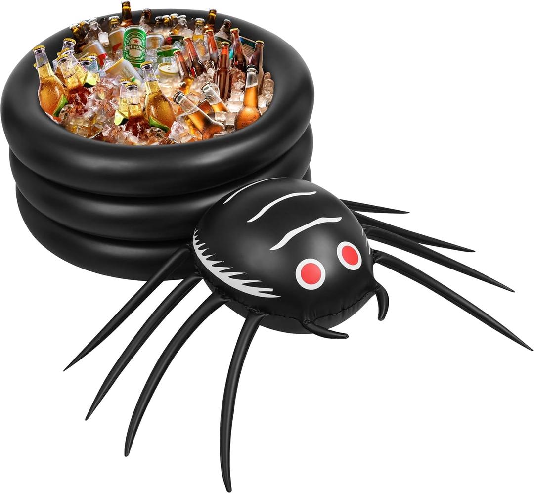 xutengy 59 Inch Halloween Spider Party Drink Cooler Party Beverage HolderInflatable Halloween Birthday Party Decorations Ice Bucket , Trick or Treat Toys, Halloween Party Decor Supplies