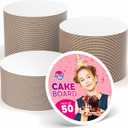 Riccle Cake Boards 10 Inch Round Pack of 50- Smooth Edged 10" Board, Disposable - Sturdy - White Cardboard Circles -Food Grade
