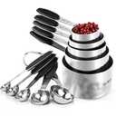 Measuring Cups : U-Taste 18/8 Stainless Steel Measuring Cups and Spoons Set of 10 Piece, Upgraded Thickness Handle(Black)