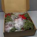 6 Pcs Small Christmas Norfolk Wreaths 15 Inch Christmas Kitchen Cabinet Mini Wreath Real Touch with Bow Ribbon Cedar Red Berry for Xmas Front Door Window Chair Fireplace Table Pillar Farmhouse Decor