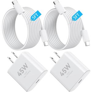 Phone 17 Charger Fast Charging, 45W Super Fast USB C Chargers Block with 5ft Type C Cord for Phone 17/17 Pro/17 Pro Max/Air/16 15 Pro Max Plus,iPad, Galaxy,White