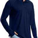 Pudolla Men's Long Sleeve Golf Polo Shirt UPF 50+ Lightweight Sun Protection Cool SPF Hiking Shirts for Men, M