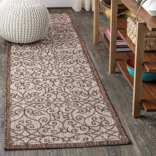 JONATHAN Y SMB107C-28 Madrid Vintage Filigree Textured Weave Indoor/Outdoor Taupe 2 ft. x 8 ft. Runner-Rug, Classic,Easy-Cleaning,HighTraffic,LivingRoom,Backyard, Non Shedding, Taupe/Espresso