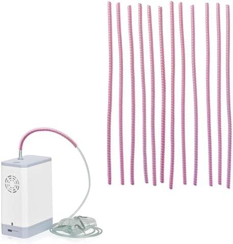 Apuozhi 12 Pcs Oxygen Tubing Support Crimp Straightener,Oxygen Tubing Accessories,Oxygen Tube Jacket,Oxygen Tube Support for Oxygen Hose Nasal Cannula, Pink