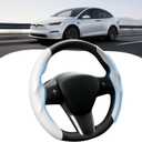 Canvcle Steering Wheel Cover for Telsa Model 3/Y 2016-2025 2026 Highland/Juniper Accessories Carbon Fiber Steering Wheel Cover Protector Non-Slip, Comfortable, Breathable, Model 3/Y Accessories, White