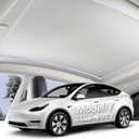 Electric Retractable Sunshade Roof for Tesla Model Y 2019-2024, Heat Insulation Sunroof Cover with One-Key Switch, Built-in Ambient Light, 5-Layer 99.9% UV Blocking Grey Sunshade Roof