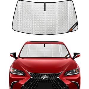 Windshield Sun Shade for 2019-2025 Lexus ES300h/ES350; 2021-2025 Lexus ES250. Full Front Window Sunshade Coverage (Upgrade Shiny Silver)