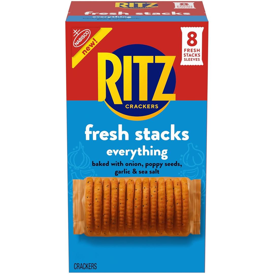 2 x RITZ Fresh Stacks Everything Crackers, Travel Snacks, 11.8 oz (8 Multi Snack Packs) (EXP 08/07/26)