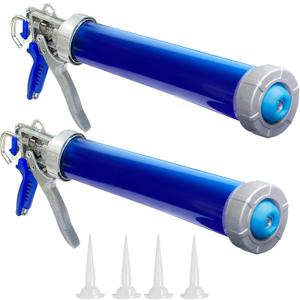 2 Pack sausage caulking gun, sausage gun caulking gun, 20 oz sausage tube gun caulking gunwith 4 cone nozzles,Suitable for bathroom, kitchen, living room, window and roof