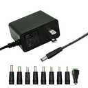 5V 1A Wall Charger Power Adapter with Plug 5.5 x 2.1mm, 5W Universal AC/DC Adapter 100-240V AC to DC 5V Power Cord Converter with 9 Interchangeable Jacks Plug (1 Pack)