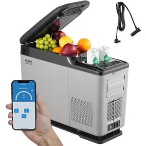 VEVOR Car Refrigerator, 12 Volt Car Armrest Refrigerator Fridge, 15 L Single Zone Portable Freezer, -4-68 Adjustable Range, 12/24V DC and 100-240V AC Compressor Cooler for Outdoor, Camping
