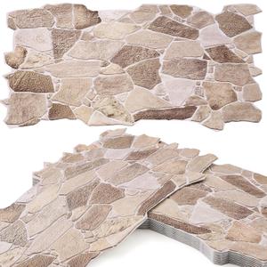 12 Pack 38.6" x 18.9" Peel and Stick 3D Faux Stone Wall Panels PVC Lightweight Decorative Wall Tiles for Interior Accent Walls Living Room TV Background Fireplace Surround-Covers 55.6 Sq ft (5.16m2)
