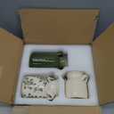 Ceramic Vase Set of 3 with Two Handles, Green White Neutral Rustic Modern Farmhouse Boho Decor, Versatile as Table Centerpiece or Mantel & Shelf Accent - Unique Home Gift Idea