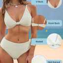 ZAFUL Bikini Set for Women V Neck Knot Front Push Up Bathing Suit High Cut Two Piece Swimsuit Brazilian Cheeky Swimwear, XXL
