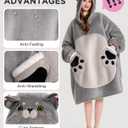 OLAOLA Cat Wearable Blanket Hoodie for Adult, Oversized Animal Hooded Blanket with Pockets & Sleeves, Soft Sherpa Cat Style Sweatshirt Comfy for Birthday Gifts