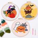 Harimauu Harimau 3P Punch Needle Embroidery Starter Kits for Beginner Kids,Punch Needle Fabric with Pattern,Threader, Yarns,Pinch Needle, Embroidery Hoops & Rug Punch (Yellow)