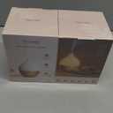 SALKING Essential Oil Diffuser, 100ml Small Aromatherapy Diffuser with Auto Shut-Off Function, Ultrasonic Diffusers for Essential Oils, Cool Mist Humidifier with Warm White Lights, for Office Home (White + Wooden Grain)