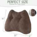 Lumbar Support Pillow for Recliner Chair/Accent Chair/Couch/Office Chair, Tufted Corduroy Back Support Cushion for Elderly, M-Shaped Recliner Cushions for Back Rest, Pain Relief, Reading, Brown