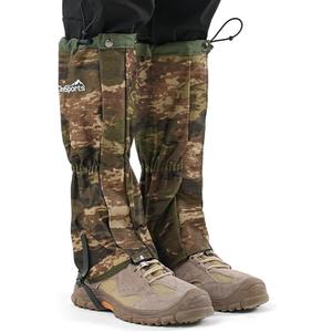 HiGaits Leg Gaiters for Men and Women Waterproof Adjustable Gators for Hiking Boots in Climbing Hunting Trekking & Fishing Snow Gaiters (Camo L)
