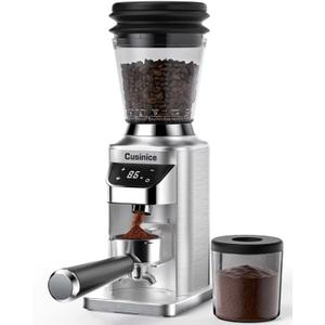 Cusinice Conical Burr Coffee Grinder with 40mm Stainless Steel Burr, 34 Grind Settings & Anti-Static, Electric Espresso Grinder for Home Use Espresso Distribution Tool WDT Grey