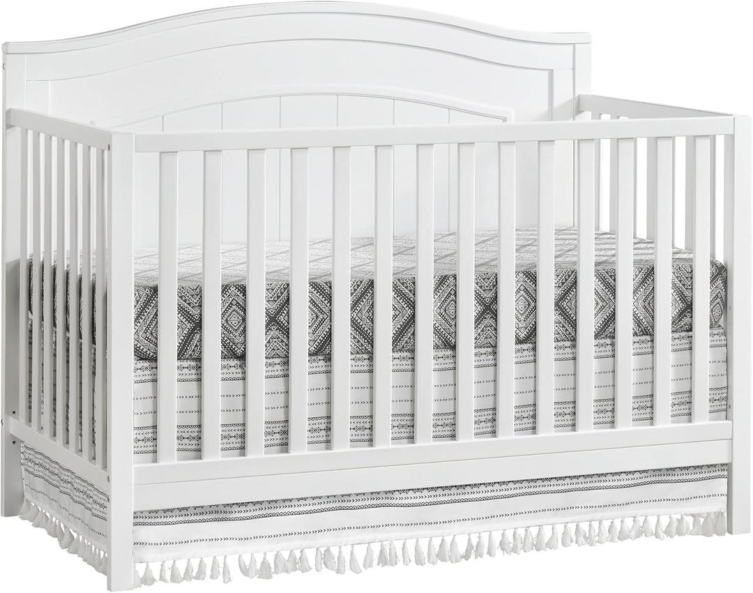 Oxford Baby North Bay 4-in-1 Convertible Crib, Snow White, GreenGuard Gold Certified, 54.8"L x 29.6"W x 42.5"H