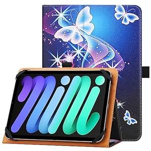 HGWALP Universal Case for 7 inch 8 inch Tablet, Folio Protective Cover for 7" 8" Touchscreen Tablet, with Adjustable Fixing Silicon Band and Stand (Black)